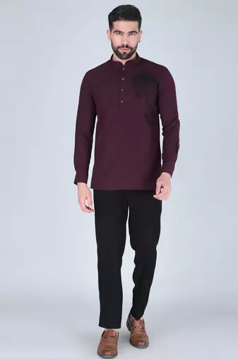 Purplish wine horse motif Long sleeve shirt for men