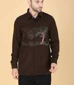 Mehendi green hand embroidered Long sleeve shirt for men