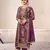 Wine embroidered chinon pakistani salwar suit