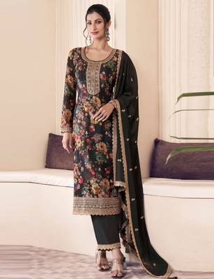 Black embroidered chinon salwar suit 1