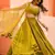 fabulous Mustard yellow sequins and thread embroidered georgette reception indian wedding bridal lehenga choli dress