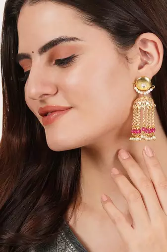 Golden crescent jhumki