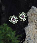 Pearl flower studs earrings