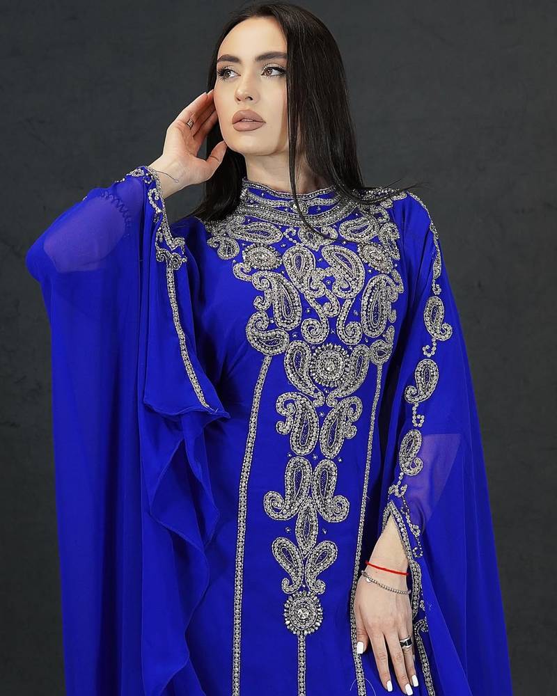 SALE Luxury Bedded Crystal Work Moroccan Dubai Kaftans Wedding Bridesmaid Dress