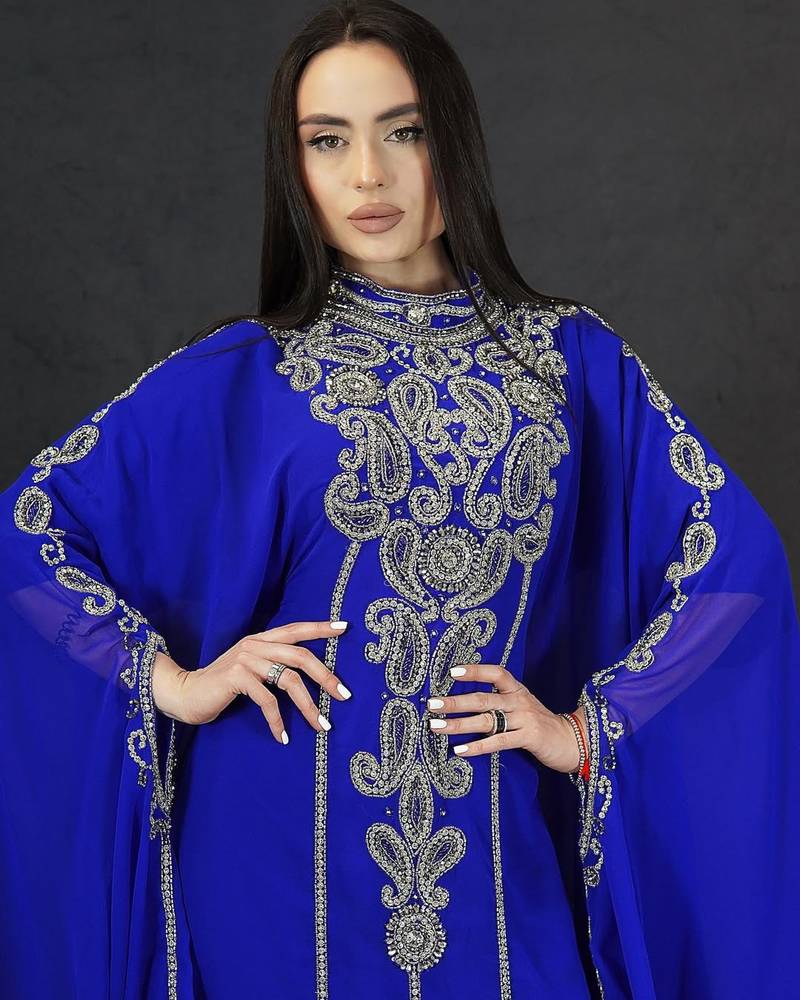 SALE Luxury Bedded Crystal Work Moroccan Dubai Kaftans Wedding Bridesmaid Dress