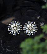 Pearl twirl grey  earrings