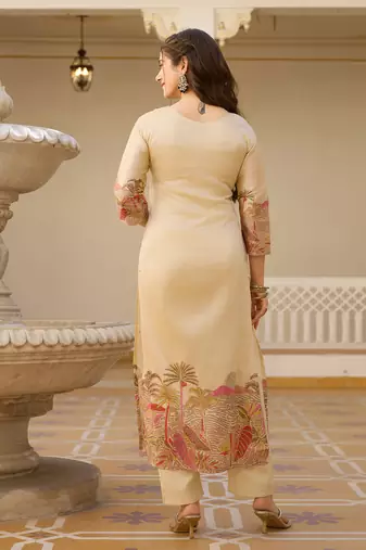 Viscose Assam Silk Straight Kurta Pant and Dupatta Set