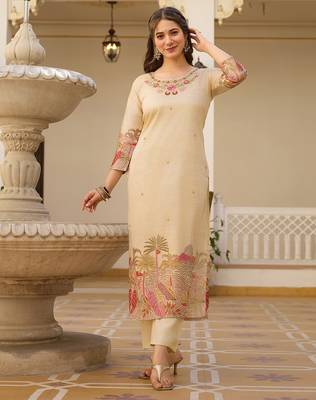 Viscose Assam Silk Straight Kurta Pant and Dupatta Set 5