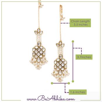 Gold tone white beads kundan kanauti earrings 3