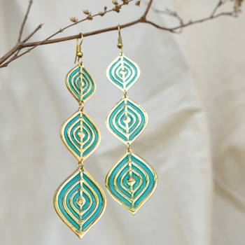 Aqua ripple resin earrings 1