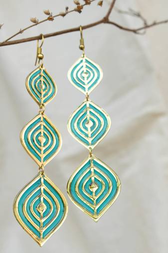 Aqua ripple resin earrings