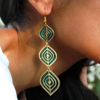 Aqua ripple resin earrings 2