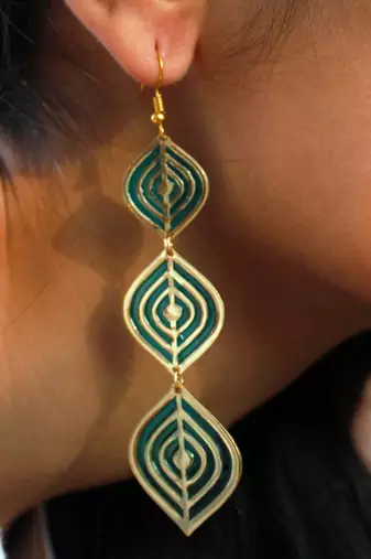 Aqua ripple resin earrings