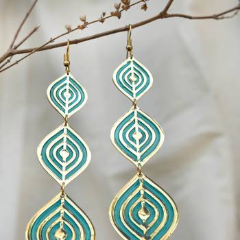 Aqua ripple resin earrings 3