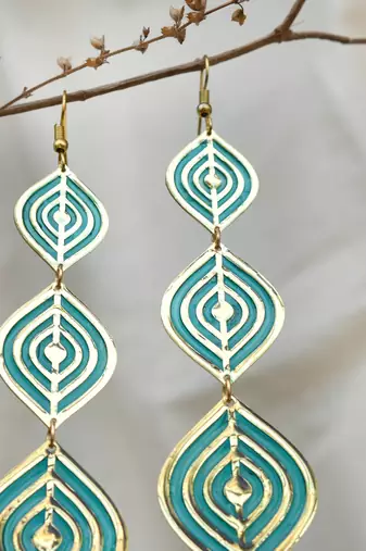 Aqua ripple resin earrings
