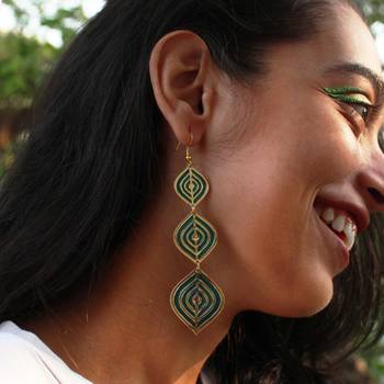 Aqua ripple resin earrings 4