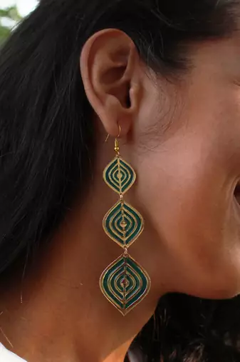 Aqua ripple resin earrings