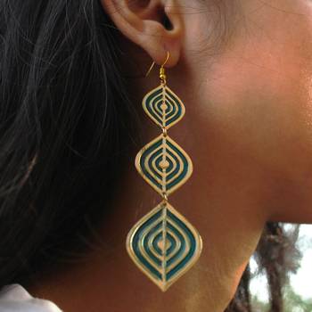Aqua ripple resin earrings 5