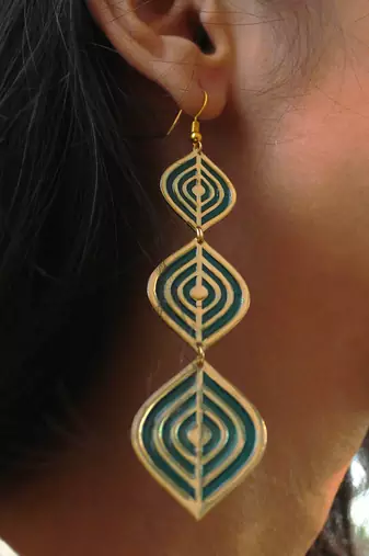 Aqua ripple resin earrings