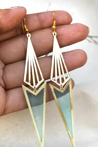 Icicle blue resin earrings