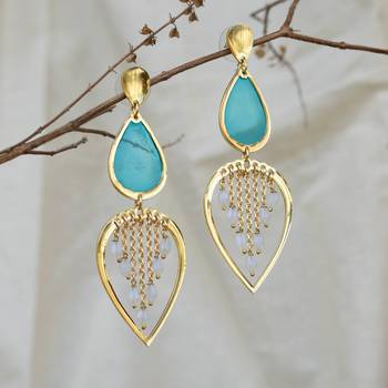 Water dew drops blue resin earrings 1