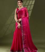 rani silk blend swaroski work saree with unstitched blouse