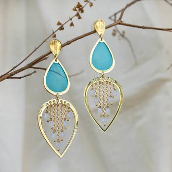 Water dew drops blue resin earrings 3