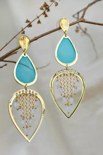Water dew drops blue resin earrings