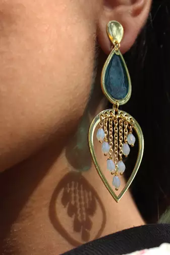 Water dew drops blue resin earrings