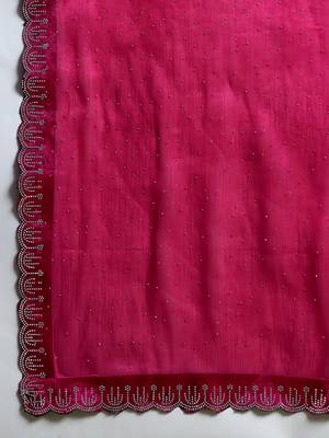 rani silk blend swaroski work saree with unstitched blouse 5