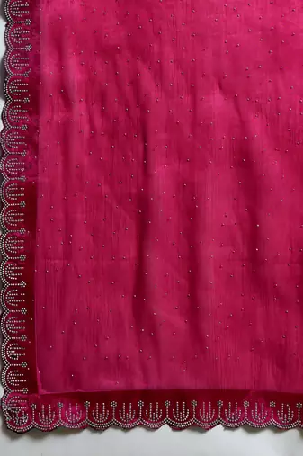 rani silk blend swaroski work saree with unstitched blouse