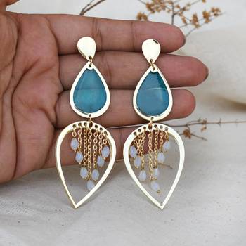 Water dew drops blue resin earrings 5