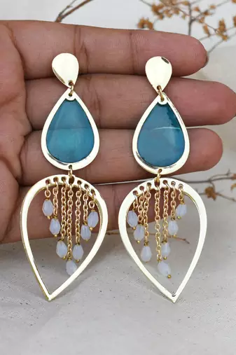 Water dew drops blue resin earrings