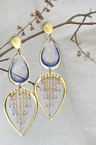 Water dew drops transparent blue resin earrings
