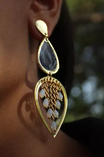 Water dew drops transparent blue resin earrings