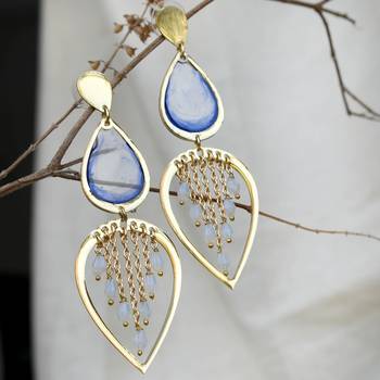 Water dew drops transparent blue resin earrings 3