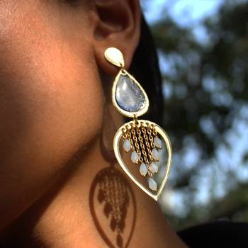 Water dew drops transparent blue resin earrings 4