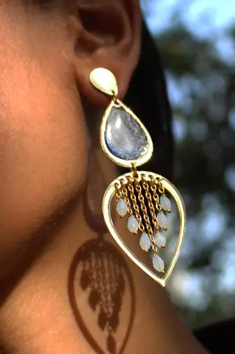 Water dew drops transparent blue resin earrings