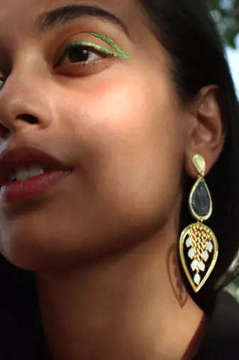 Water dew drops transparent blue resin earrings