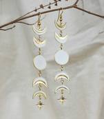 Phases of moon white & golden resin earrings
