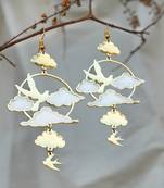 Clouds & birds white resin earrings