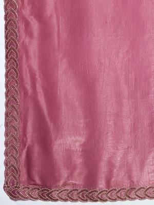 pink silk blend swaroski work saree with unstitched blouse 5