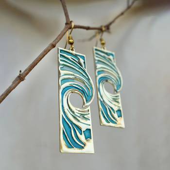 Beachy waves blue resin earrings 5