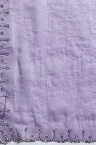 lavender silk blend swaroski work saree with unstitched blouse
