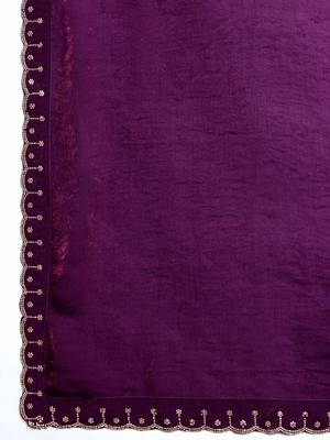 purple silk blend swaroski work saree with unstitched blouse 5