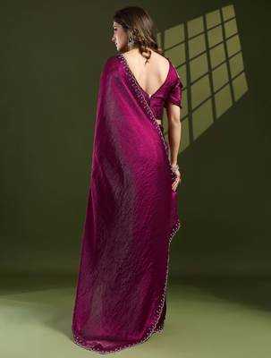 rani silk blend swaroski work saree with unstitched blouse 2
