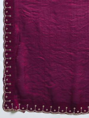 rani silk blend swaroski work saree with unstitched blouse 5