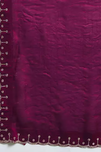 rani silk blend swaroski work saree with unstitched blouse