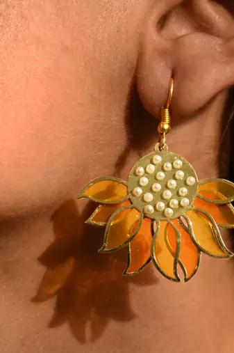 Sunflower resin earrings
