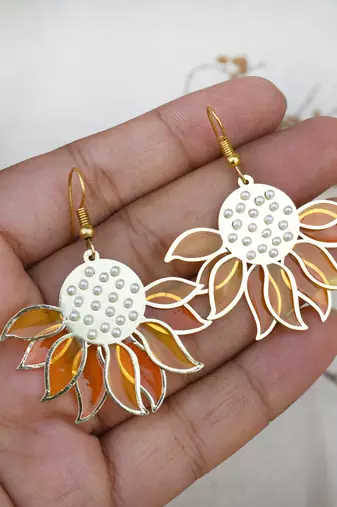 Sunflower resin earrings